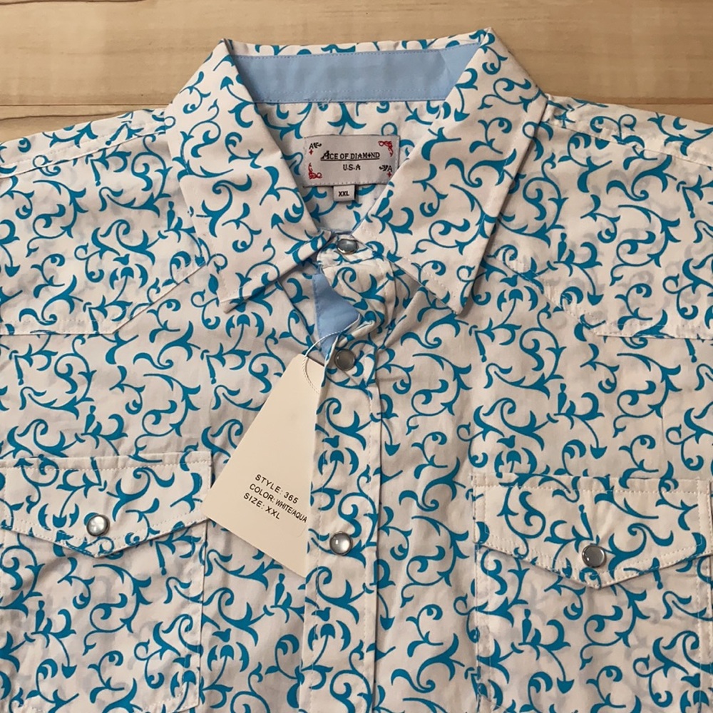 NWT XXL Ace Of Diamond White Button Down Shirt - Picture 3 of 7